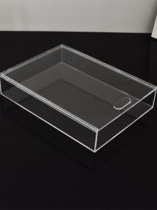 Acrylic Transparent Rectangular Tray Covered Jewelry Display Box Dustproof A4 Paper Document Box Flat Desktop Storage Box