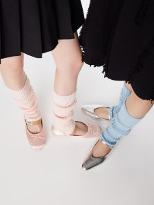 ถุงเท้าถักแบบสวมข้อสำหรับผู้หญิง Mingoto Ballet Socks ทรงขาสวย สีชมพู ถุงเท้าขากว้าง ถุงเท้ายาวถึงเข่า ชุดชั้นในฤดูใบไม้ร่วง/ฤดูหนาว
