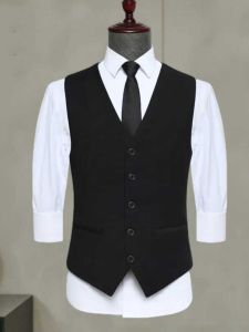 Mens Slim Fit Business Casual Vest Thin Wedding Suit British Style Spring Autumn V-neck Single Button Vest Fashionable Office Wear