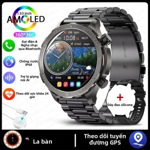 Đồng Hồ Thông Minh Thể Thao Ngoài Trời Dành Cho Nam Giới Chống Nước Theo Dõi Nhịp Tim GPS NFC Bluetooth Gọi La Bàn Android Wear OS
