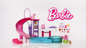 [ONLINE EXCLUSIVE] Barbie Dream Pool Playset With Slide & Bubbling Hot Tub 20+ Accessories Including Pet (JFP01)