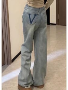 High Waist Straight Leg Jeans Women Loose Slim Wide Leg Pants Design Long Trousers Trendy Early Spring New Style Denim Jeans