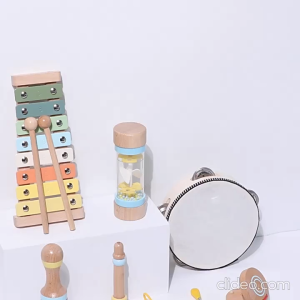 Bộ Nhạc Cụ Gỗ Montessori 5 Món Cho Bé Đồ Chơi Âm Nhạc Giáo Dục Lục Lạc Sáo Trống Cầm Tay