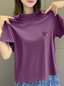 QIAOXIZI | Áo Phông Nữ Tay Ngắn Kiểu Mới Dáng Suông Dễ Phối Đồ Có Size Lớn Giúp Eo Thon Trẻ Hóa Thời Trang Cho Phụ Nữ Trung Niên