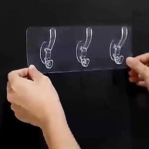 6 in 1 Bathroom Sticky Hooks Wall Hanging Kitchen Bathroom Strong Adhesive Hook Towel Hats Keys Storage HookTransparent/gold