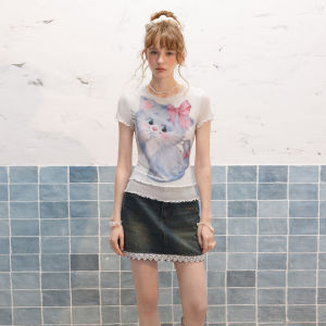 Unifree | Cute Cat Print Crewneck T-shirt