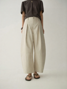 INSIS FEMME | Cotton Pearl Sailed Simple Literary Split Curved Trousers