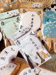 Chinese Style Bookmark Chinese Ancient Style Card DIY Card Decoration Chinese Style Artistic and Ancient Style Chinese Ancient Style Mini Fan Gold Sprinkling Calligraphy Home Decoration Pendant Shooting Props Paper Bookmarks Small Gift for Classmates