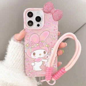 Sanrio | My Melody Print Phone Case With Lanyard For iPhone 17 16 15 14 13 12 11 Pro Max iPhone 16 15 Plus 17Air X XR Anti-scratch Cover