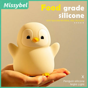 New Cute Silicone Night Light Penguin Bedside LED Sleep Light Touch Adjustable C Type Rechargeable Atmosphere Bedroom Bedlight Childrens Light