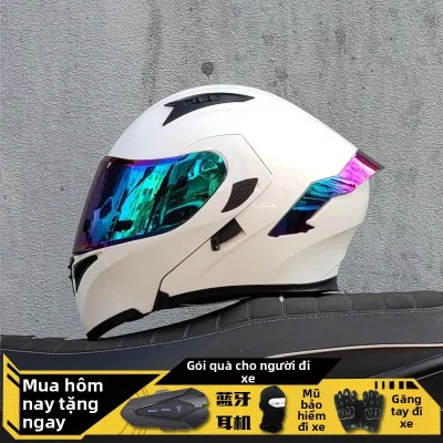 BONINGYU | Mũ Bảo Hiểm Kiểu Lật Lên Dành Cho Nam Và Nữ Đôi Ống Kính Sử Dụng 4 Mùa Chứng Nhận 3C