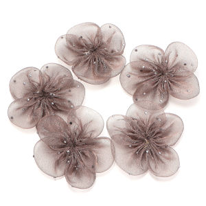5pcs/lot 5.5cm Organza Fabric Artificial Flower Appliques Mesh Petals Patches For DIY Women Crafts Clothes Hair Accessories