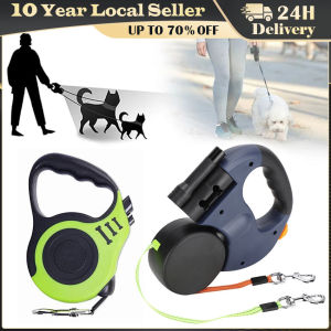 Dog Retractable Leashes Pet Walking Lead Automatic Extendable Pet Traction Rope Dual Head Pet Leash with LED Light for Dog Cat