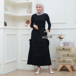 Rok Cargo Panjang Wanita Kantong Balon Kain Katun Combed Twill  Premium Terbaru