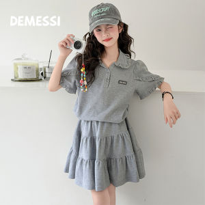 Lightweight Polo Shirt Skirt Set For Girls Summer