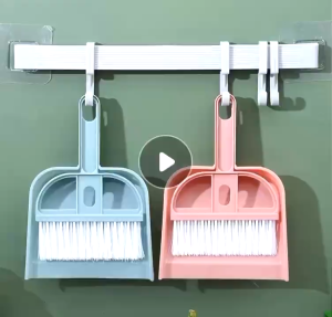 Compact Microfiber Broom and Dustpan Set with Durable Plastic Handle
