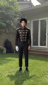 Michael Jackson Sequin Jacket Cosplay Costume with Glove Halloween Dance Performance Outfit Festival Activities