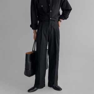DAVID&ME | Deep Gray Straight Wide Leg Business Casual Trousers