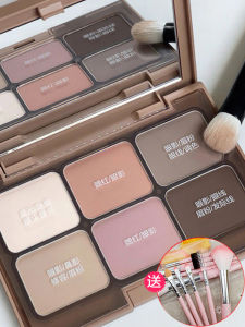2023 New Six Colors Eyeshadow Blush Highlighter Contour Eyebrow Powder Compact Matte Earth Tone Eyeshadow Palette DIKALU