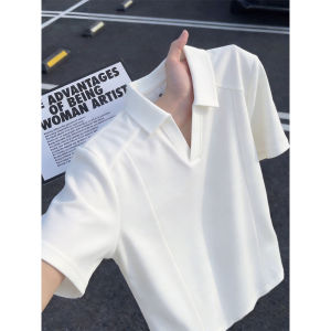 OUMULONG | Black Poloshirt Tshirt Mens Boxy Fit