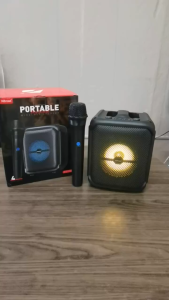 NEW Potable Wireless Bluetooth Karaoke Speaker with Wireless Mic Outdoor Boombox RGB Light Speaker 3inch/4inch