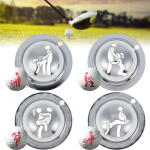 4 ชิ้น Ball Marker ลายฉลุสําหรับ DIY Golf Ball Liner Line Marker แม่แบบการวาดภาพอารมณ์ขันสําหรับผู้ใหญ่รูปแบบการจัดตําแหน่งเครื่องมือสําหรับกลางแจ้ง