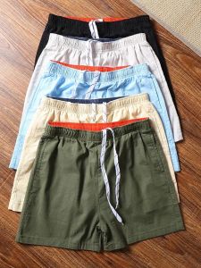 Quần Short Nam Cotton Pha Trộn Phong Cách Mỹ Mới Quần Dài Năm Điểm Quần Dài Thường Ngày Thoáng Khí Rộng Rãi Thẳng Mùa Hè Màu Trơn