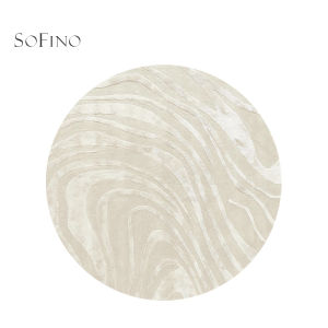SoFINO | Luxury Simple Design Wool and Silk Pure White Circular Carpet