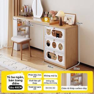 MEISD | Bàn Trang Điểm Thép Carbon Kiểu Gỗ có Tủ Trượt