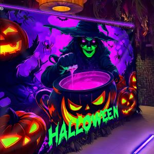 VIKAMA Halloween Tapestry Indoor/Outdoor Decor Horror Party Decorations Halloween Gift Pumpkin Lantern Wall Hanging