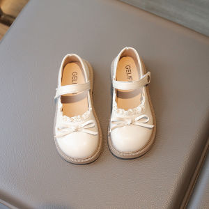 Princess Style Soft Bottom Casual Shoes for Girls Student Children Spring Autumn PU Leather round Toe Rubber Outsole