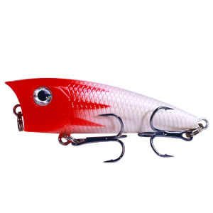 1pc Popper Fishing Lure 6cm/6.3g Hard Bait Artificial Topwater Bass Trout Pike Wobbler Fishing Tackle with 2 Treble Hooks