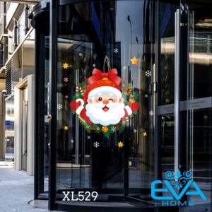 Decal Dán Tường Dán Kiếng Hoạ Tiết Vòng Hoa Ông Già Noel Trang Trí Giáng Sinh XL529 / Noel