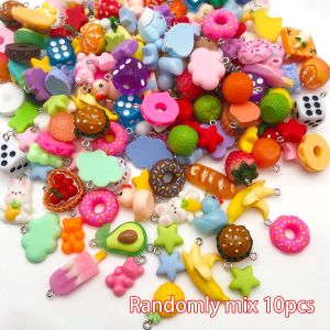 Randomly Mix 10/20pcs Colorful Resin Charms Cute Imitation Animal Fruit Food Series Pendants For DIY Jewelry Making Accessories