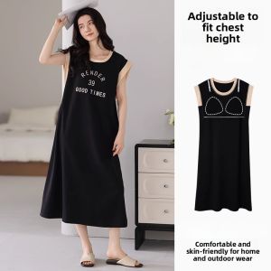 Miiow | Pure Cotton Vest Sleepwear Sleeveless Thin Summer Womens Outfit Home Clothes Cat Person Comfortable Breathable Nightgown