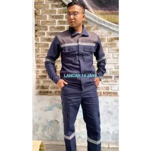 Atasan Kerja Lengan Panjang Kombinasi / Wearpack Safety / Setelan Baju Kerja / Baju Proyek / Baju Bengkel / Kemeja Panjang