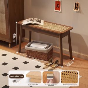 MU FENG ZHI NAN | Ghế Đổi Giày Đầu Giường Sang Trọng Mây Rattan