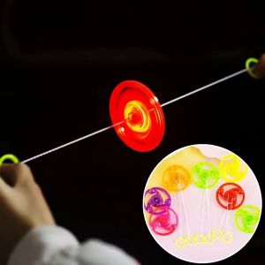 5pcs Kids Creative Bracing Wire Luminous Toy Flywheel Flash Spinning Top Light-emitting Gyro Fitness Shining Pull Line Flywheel