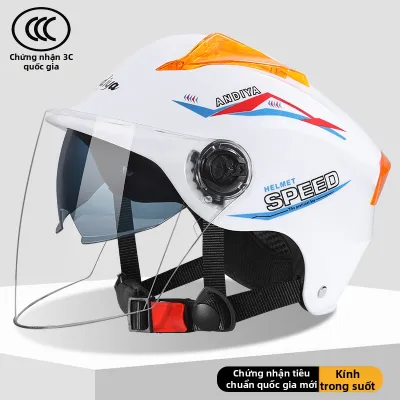 Mũ Bảo Hiểm Xe Điện Unisex Mùa Hè 3C Chứng Nhận Kính Hai Lớp Chắn Gió Toàn Bộ Mặt Chống Nắng an Toàn Khi Đi Làm Bằng Xe Máy