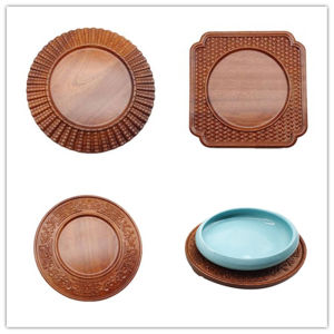 Retro Creative Wooden Plate Serving Dish Cold Dish Special Display Plate round Shape Hand-Painted Adult Size 10 Inches