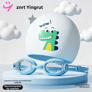 INRT | Waterproof Anti-fog Clear Vision Childrens Swimming Goggles and Cap Set