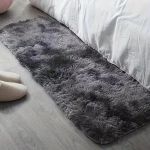 VIKAMA Dark Grey Plush Long Strip Bedside Carpet Bedroom Plush Warm And Comfortable Carpet Nordic Style Home Decoration