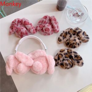 3D Cute Rabbit Fur Plush Headphones Case For Airpods Max Thermal Winter Warm Protective Cover for AirPodsMax Soft Earphone Cases