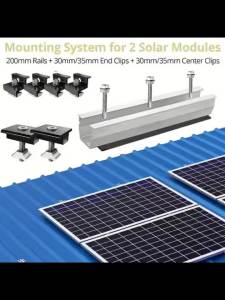 12 Pcs Solar Panel Bracket Kit Aluminium Mounting Rail 30mm/35mm End Clamps Brackets for Flat Roof PV Mounting Rail