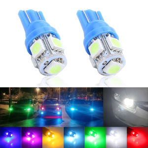 KEVANLY | 10pcs T10 158 192 194 168 W5W 5050 SMD 5LED Car Wedge Tail Side Light Lamp Bulb Dome License Interior Reading Lamp Colorful