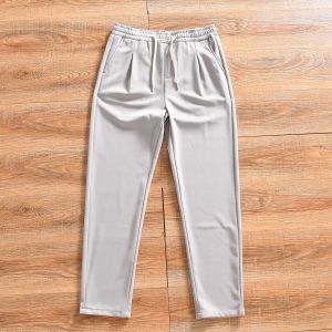 Comfortable Breathable Elastic Waist Casual Pants for Men Summer Fashion City Style Loose Straight Leg Pants Polyester Spandex