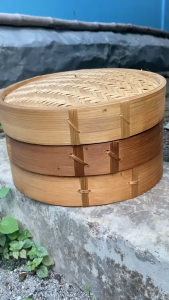 Klakat Bambu Dimsum 30 cm Kukusan Bambu - 2 Wadah + 1 Tutup