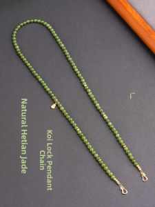 Natural Turquoise Double Ear Hanging Chain Gold Lock Chinese Style Handmade Sweater Chain New Original Design Jewelry Accessory