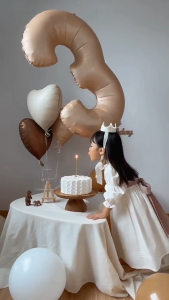 32 inch Number Balloon Birthday Party White Black Caramel Brown Foil Balloons