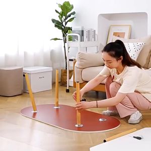 MIZONA 2 Layer Wooden Coffee Table Rounded Corner Home Living Room Small Tea Side Table